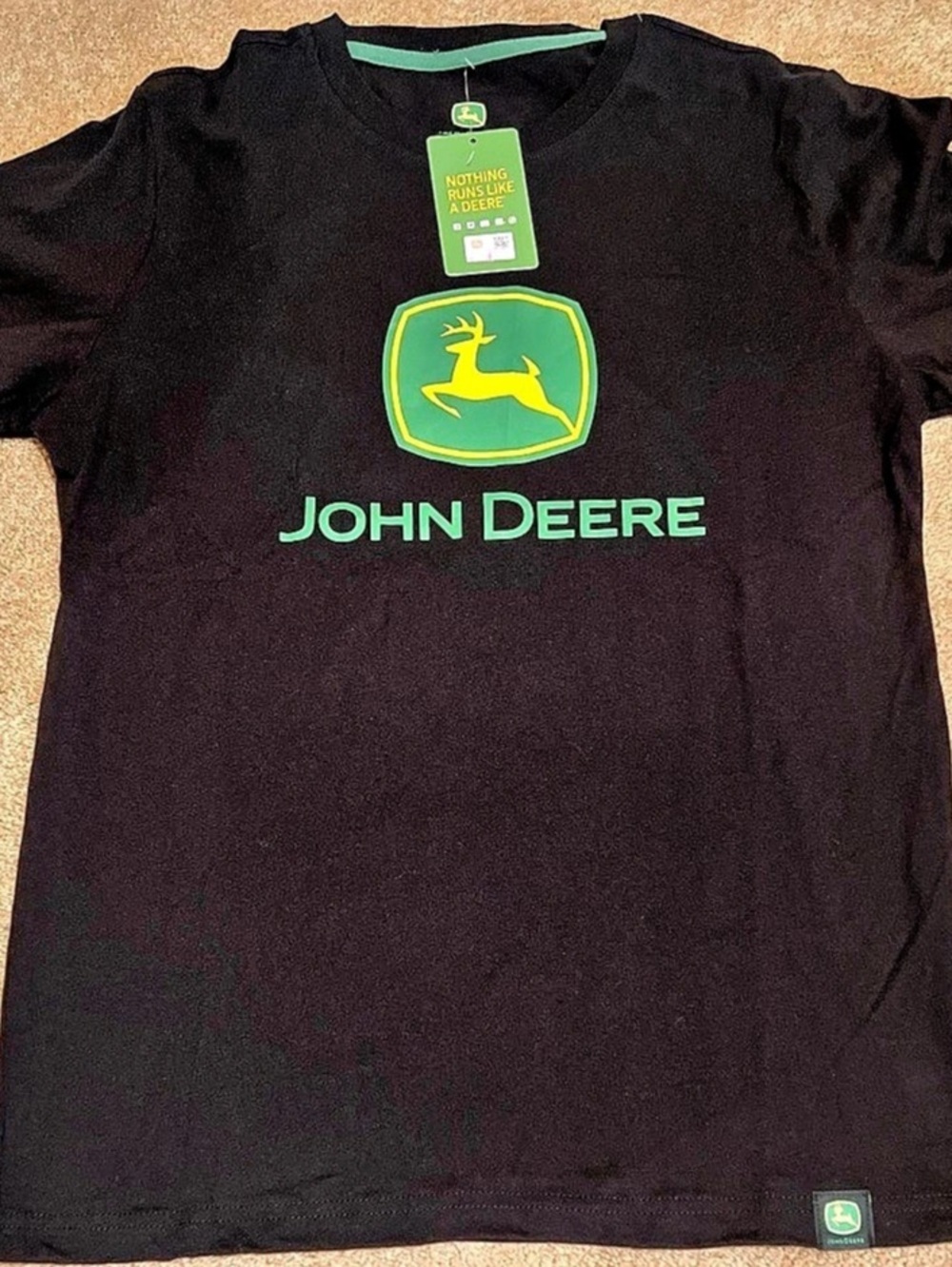 John Deere Nothing Runs Like a Deere T-Shirt Black Men'sSmall